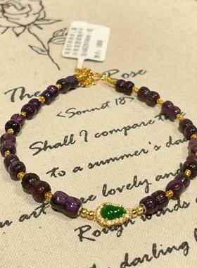 南非舒俱来帝王紫并蒂莲翡翠葫芦手链/s925/16cm（眠晚）AZB10571