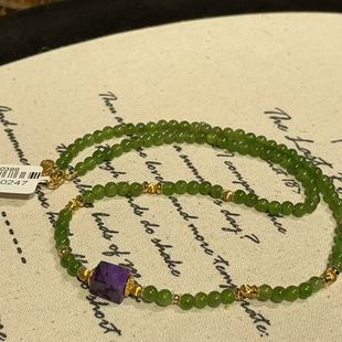 AZB10247 怀舟 南非舒俱来皇家紫四棱珠碧玉圆珠项链S925 38cm