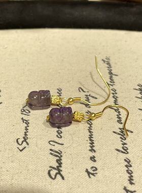 南非舒俱来老油紫貔貅耳钩s925（若木）AZB8796