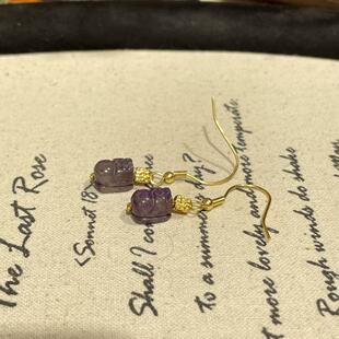 南非舒俱来老油紫貔貅耳钩s925（若木）AZB8796