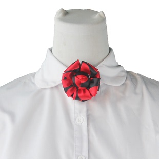 中国石化红色黑色职业领花胸花免打丝巾玫瑰花设计定做免费出图样