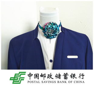 邮政储蓄领花配饰 邮政网点柜台领花 邮储银行职员领花定做