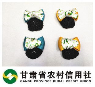 甘肃省农村信用社头花发网兜发饰 银行职业装头花发夹定制带LOGO