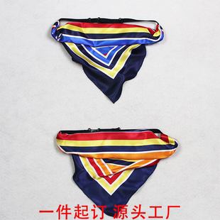 百搭新款免打结插口式条纹衬衫三角巾高级潮流洋气护颈围脖丝巾