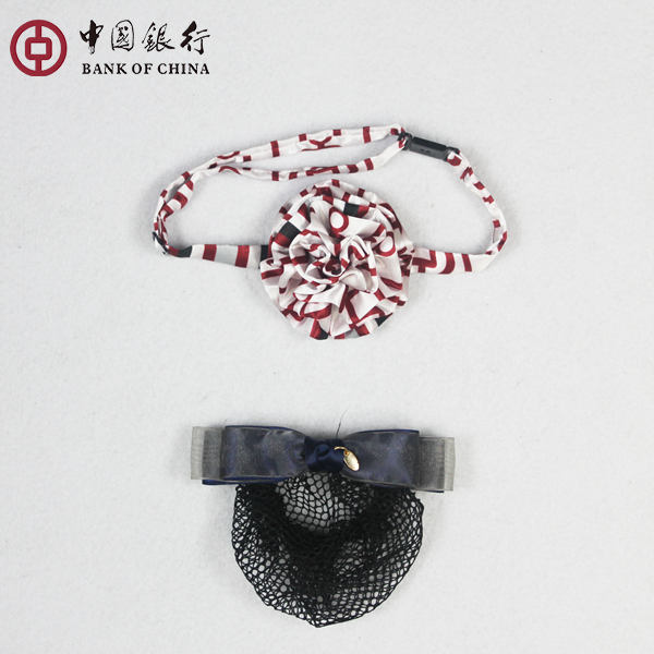 湖北中国银行职业装领花绣球花免打丝巾头花发夹中行定制款设计