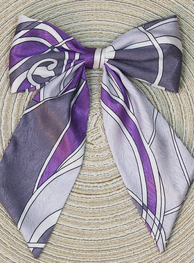铁路长春客运段紫色无标记丝巾侧边佩戴蝴蝶结原装暗扣版设计定做