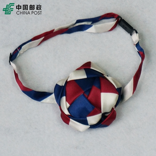 河北邢台邮储银行职业装免打丝巾领花红蓝白设计小批量定做设计
