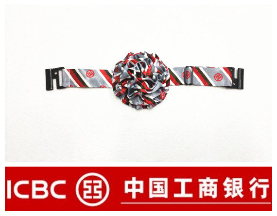 工商银行宽带子领花丝巾免打花 无领衬衫裸脖佩戴领花银行用领花