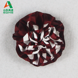 山东高速收费站员工职业装免打丝巾绣球花酒红色胸花领花设计定做