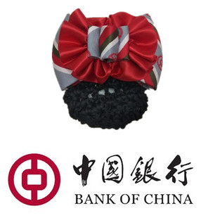中国银行头花 中行职业装饰品银行网点头花发网兜全国包邮