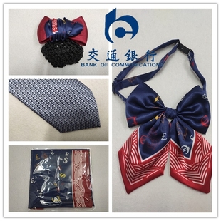 交通银行领带头花丝巾领花套装无标记钱币符号职业装领带丝巾头花