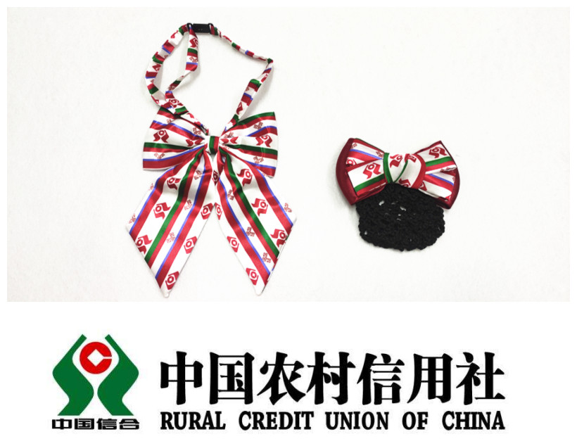 广西农村合作银行职业装蝴蝶结领花头花发网兜定制版 信用合作社