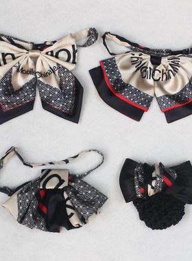 中国移动蝴蝶结领花领结免打丝巾花头花发夹网兜5G新款黑灰色设计