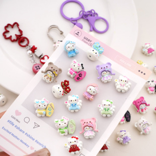 卡通合金冲浪KT猫DIY手工手链项链耳环吊坠钥匙扣小挂件材料配件