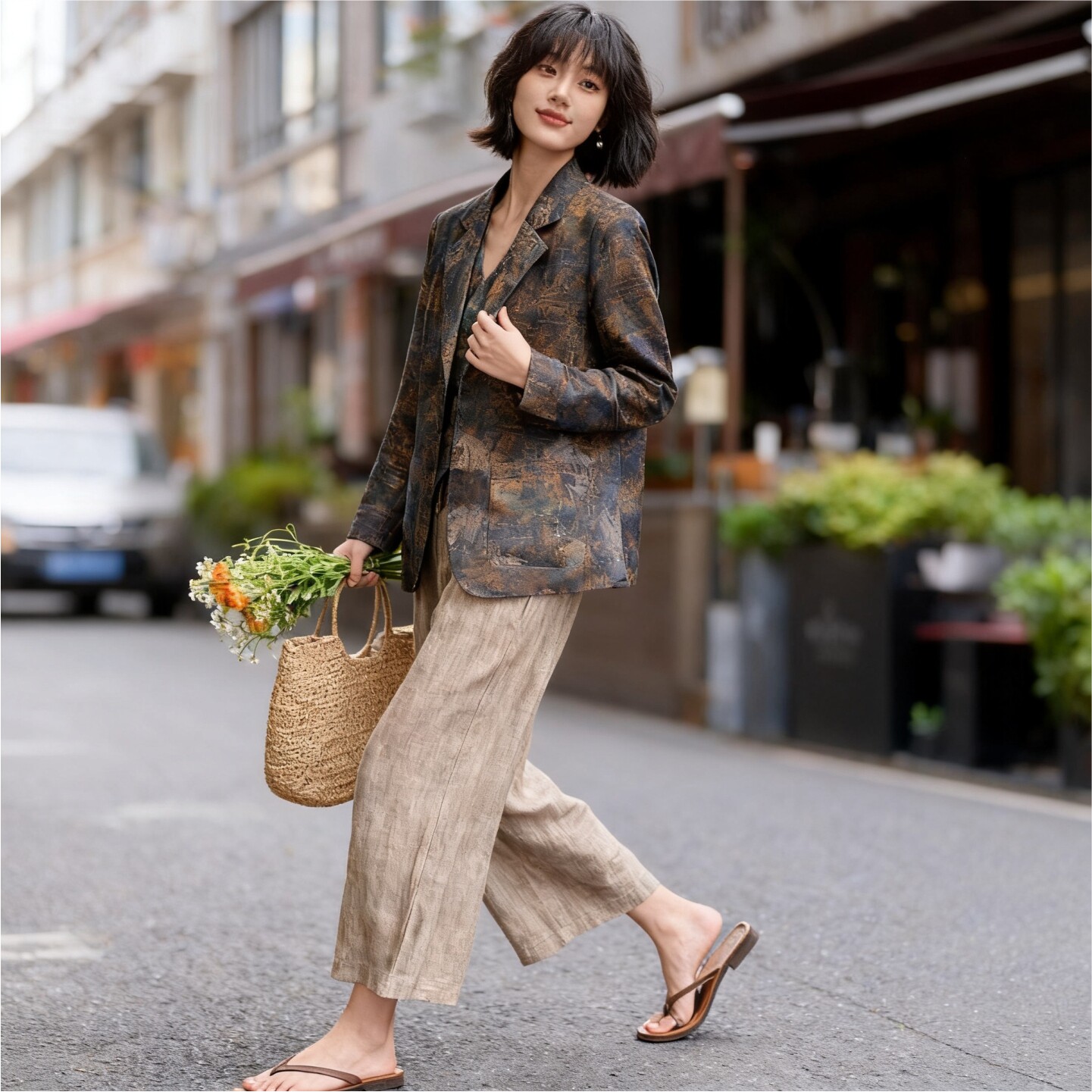 【来料定做】真丝香云纱布料西服套装定制西装女裁缝店
