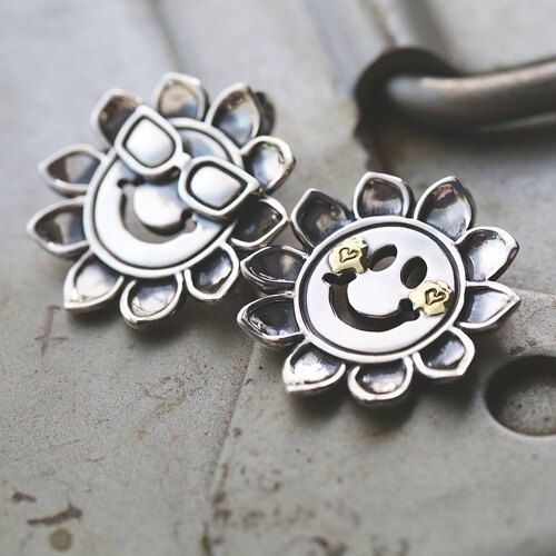 溪迟情侣925银太阳花吊坠