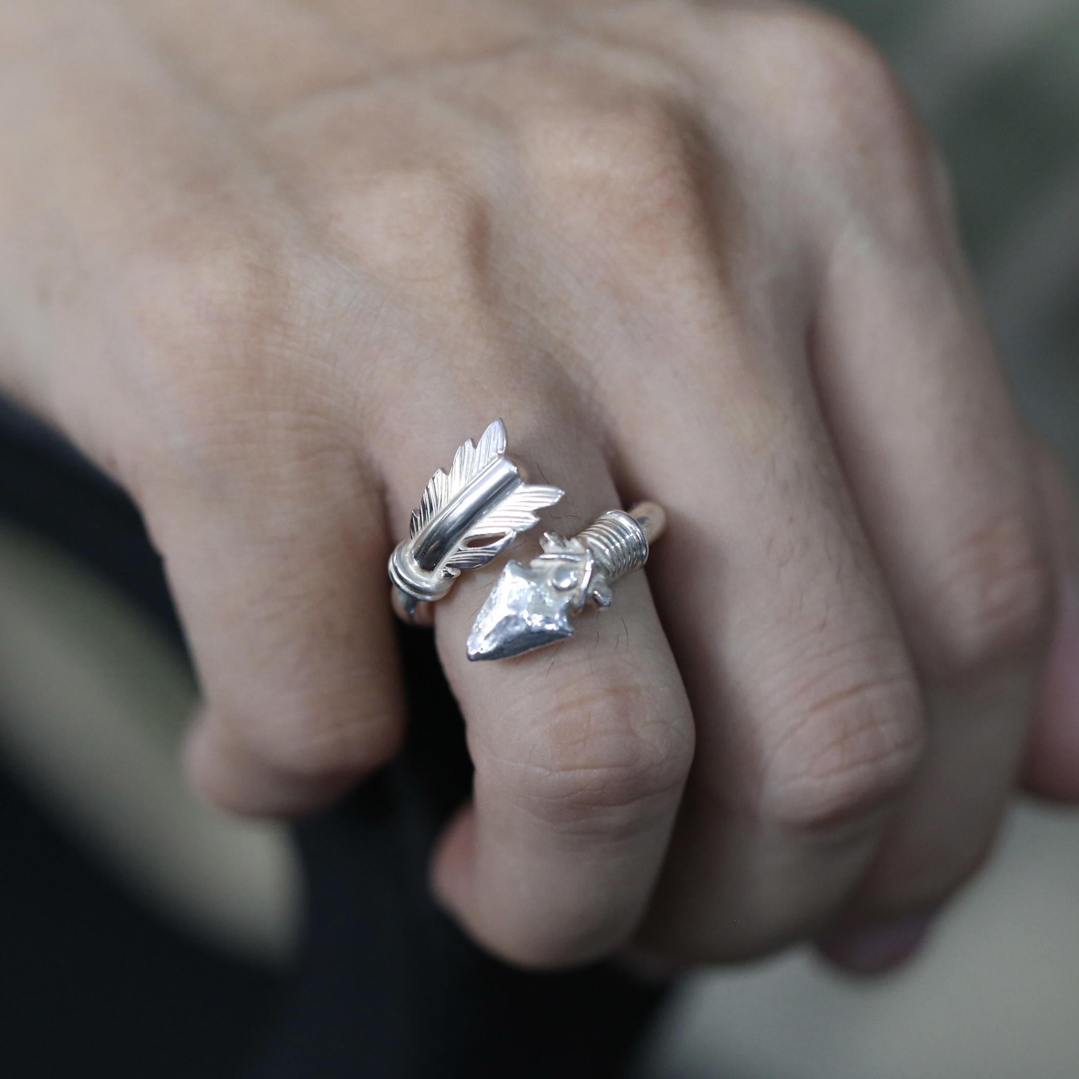 溪迟情侣925银印第安戒指