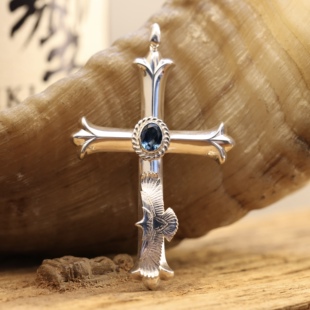 【溪迟】鹫见太郎 切割宝石 925全银吊坠  十字架 迷你mini小鹰