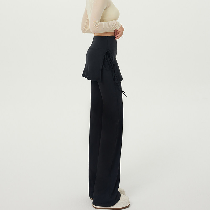 cofei小个子高腰提臀休闲裤女外穿屁帘微喇瑜伽裤垂感围裙喇叭长