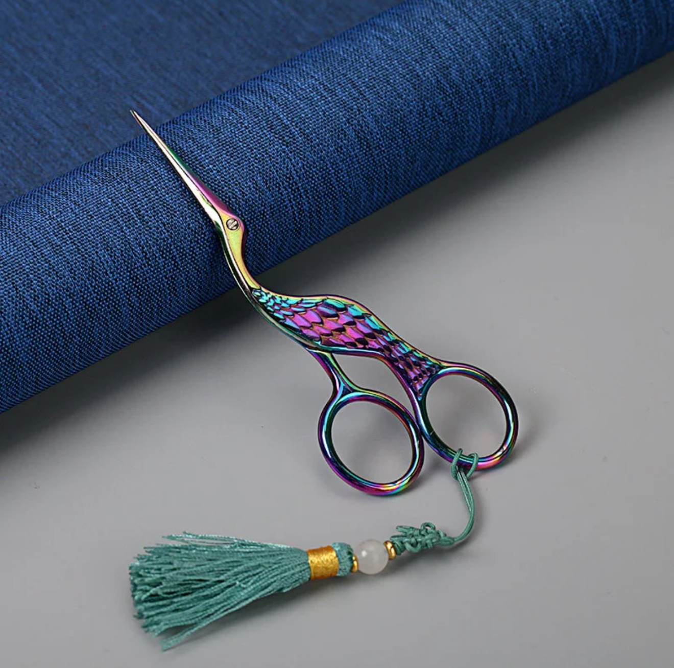 七彩复古鹤形剪茶艺剪刀不锈钢家用茶叶包装袋剪刀茶艺茶道配件