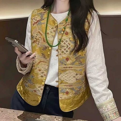 2026春秋季新中式国风重工刺绣马甲女高级感气质百搭马夹背心上衣