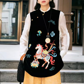 2026春秋新中式 国风重工刺绣中长款 马甲女高级感轻奢宽松显瘦马夹