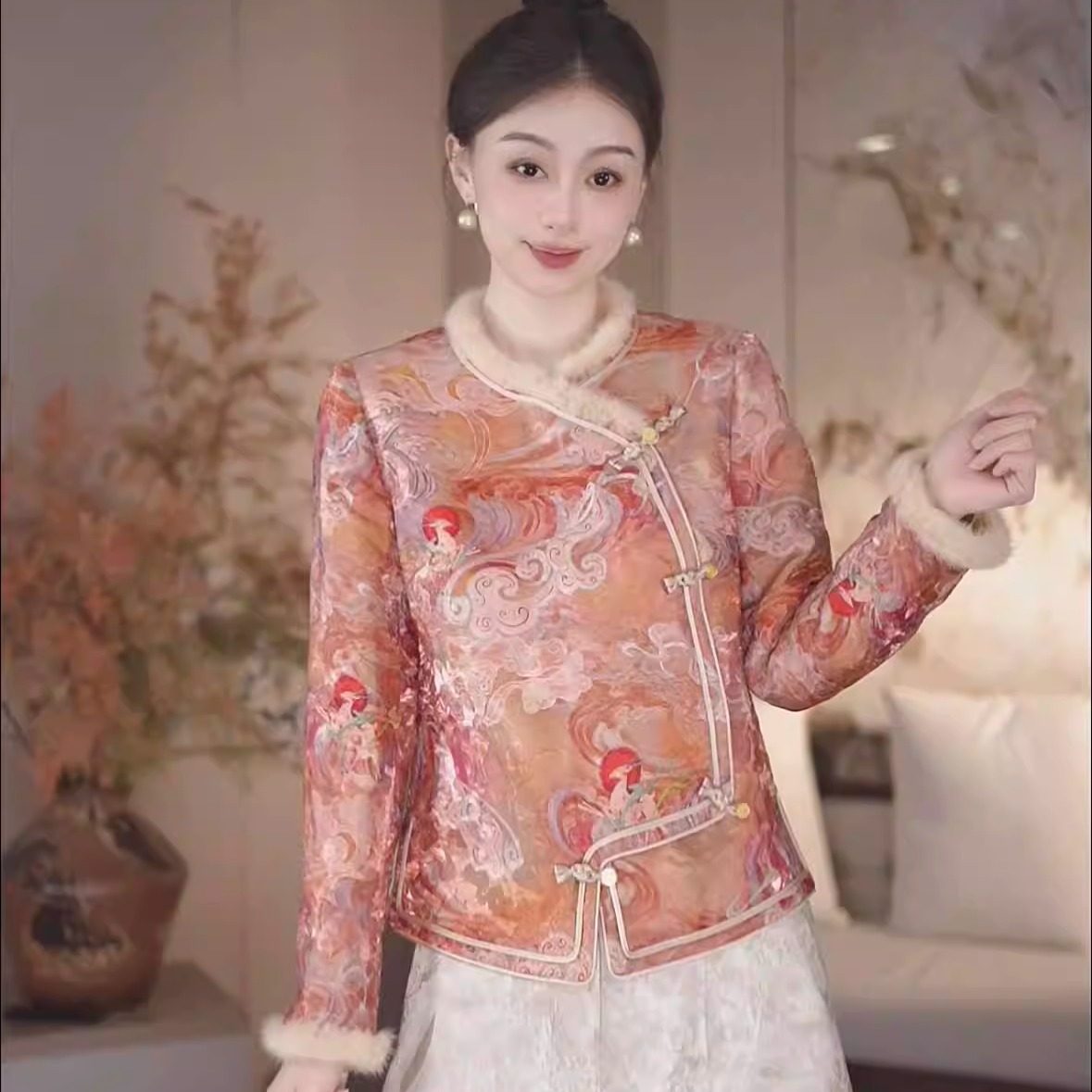 新中式国风棉衣外套女套装气质百搭显瘦加绒加厚阔腿裤长裤两件套,女装/女士精品,时尚套装,淘宝优惠券,粉丝福利购,淘宝优惠卷