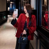 新中式 上衣 宽松国风改良衬衫 缎面提花龙纹长袖 外套女2026春秋新款