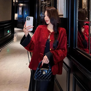 新中式缎面提花龙纹长袖外套女2025春秋新款宽松国风改良衬衫上衣