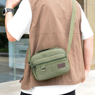 多层生意包收钱包耐磨帆布斜跨女包单肩包斜挎包休闲包男款小方包