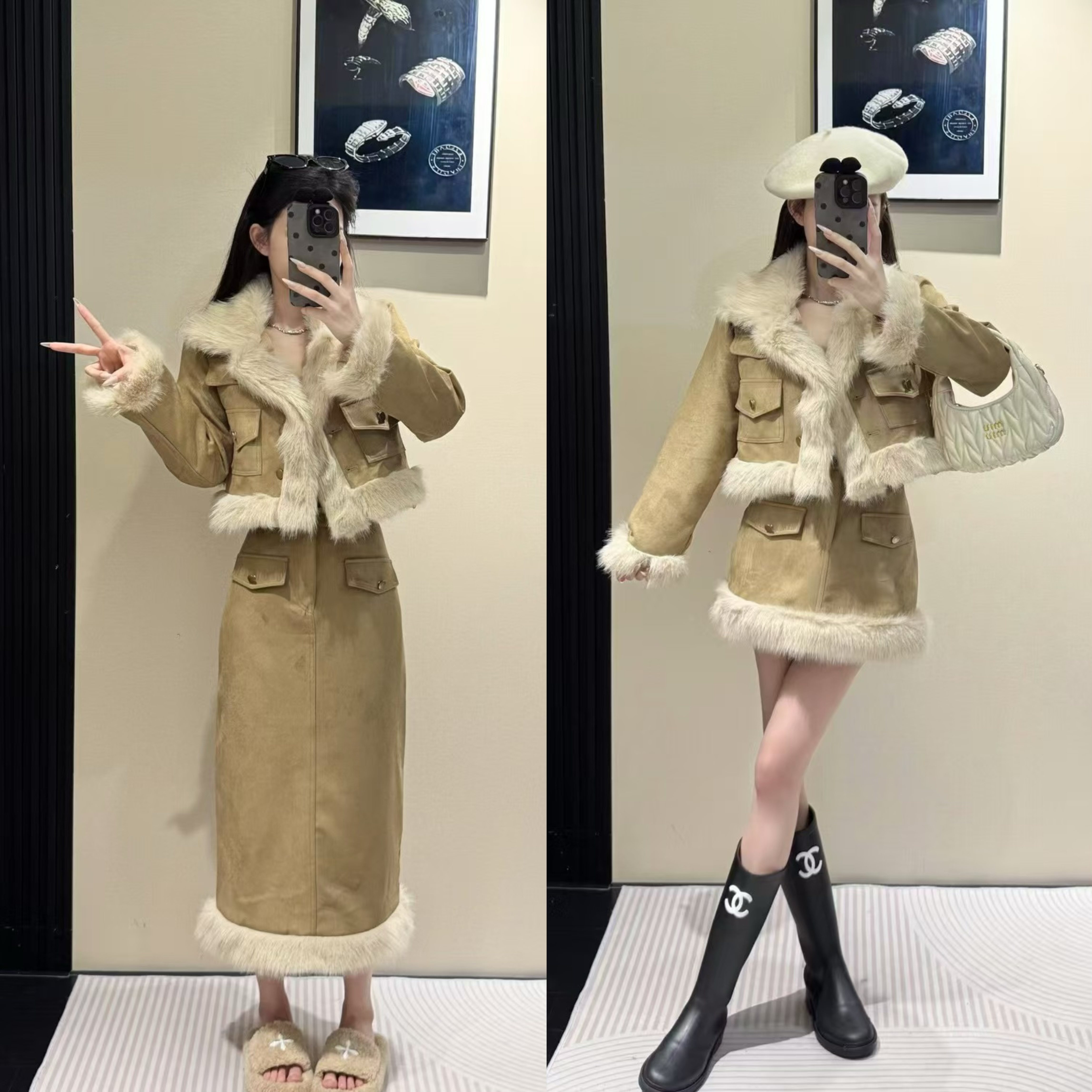 小香风连衣裙套装秋冬季2025新款小个子初冬穿搭配一整套女装,女装/女士精品,时尚套装,淘宝优惠券,粉丝福利购,淘宝优惠卷