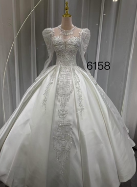 AGMC正品出口法国同款气质婚纱新娘小个子齐地拖尾拍照礼服