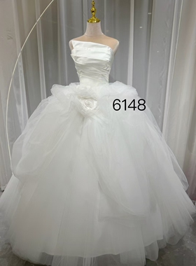 AGMC正品出口法国同款气质婚纱新娘小个子齐地拖尾拍照礼服