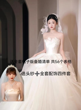 AGMC正品出口法国同款气质婚纱新娘均码齐地拖尾拍照礼服