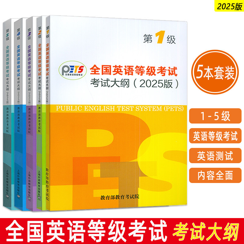 正版 全国英语等级考试考试大纲第1-5级 扫码音频 2025版 5本套装 英语考试大纲 上海外语教育出版社9787544684927