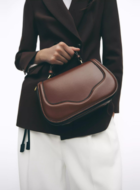 ZA包包2025春夏新品复古百搭深棕黄色翻盖手提超火休闲时尚斜挎包