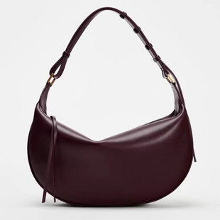 ZA家2026新款 高级质感百搭椭圆形单肩斜挎手提通勤腋下饺子包 时尚