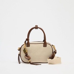 休闲迷你拉链手提包拼色通勤百搭斜挎包 女包时尚 Z家2025夏季 新品