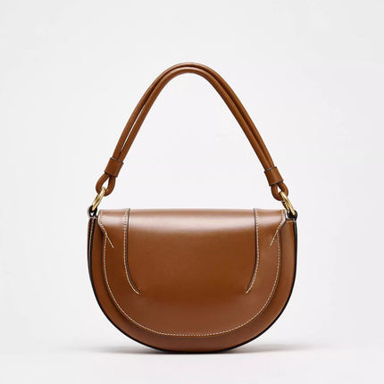 Z家女包2025新款冬季撞色缉线饰手提包时尚单肩斜挎包翻盖硬质包