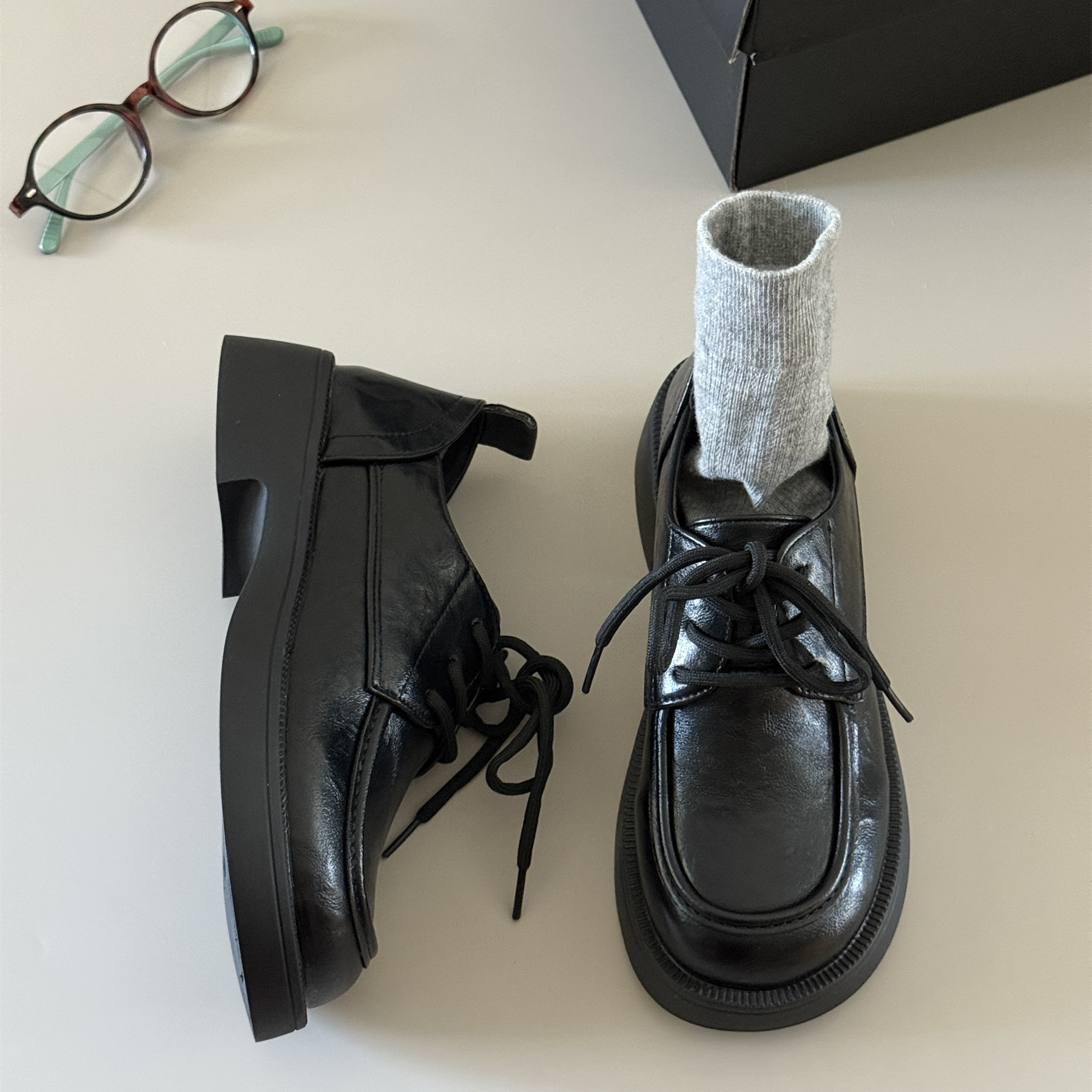 JK小皮鞋女日系百搭复古系带圆头2025新款春秋英伦风乐福鞋单鞋子