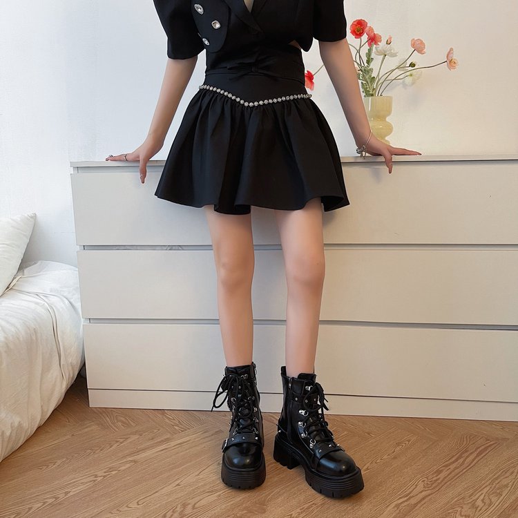小皮鞋DemoniaPUNK原创设计朋克风厚底洋气洛丽塔鞋嘻哈少女