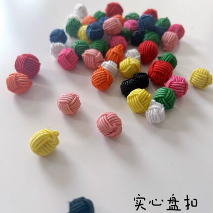 圆形皮筋高档中国风服装球盘扣纯手工皮筋扣子开衫毛衣编织旗袍扣