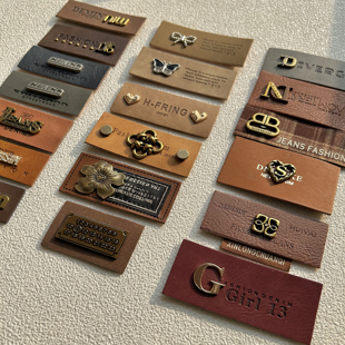 外套帽子皮革标 箱包皮质配件商标牛仔裤 时尚 复古做旧金属皮标服装