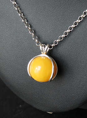 S925纯银圆珠吊坠空托无损镶嵌托