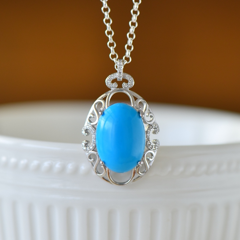 女款S925纯银四爪镶嵌托吊坠空托