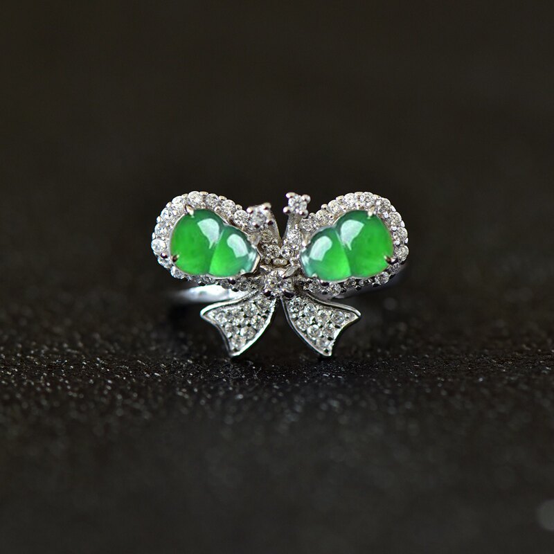 S925纯银戒指空托女款满钻四爪葫芦戒面7*9DIY玉石松石翡翠镶嵌托