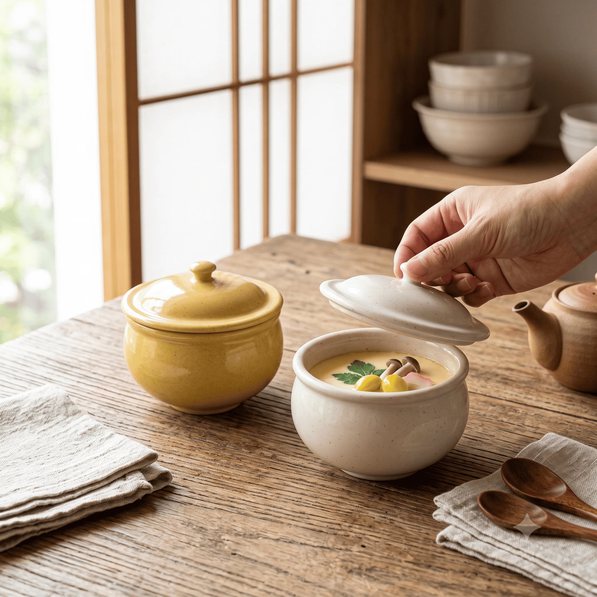 万古烧蒸蛋碗糖罐酱料罐小盖碗