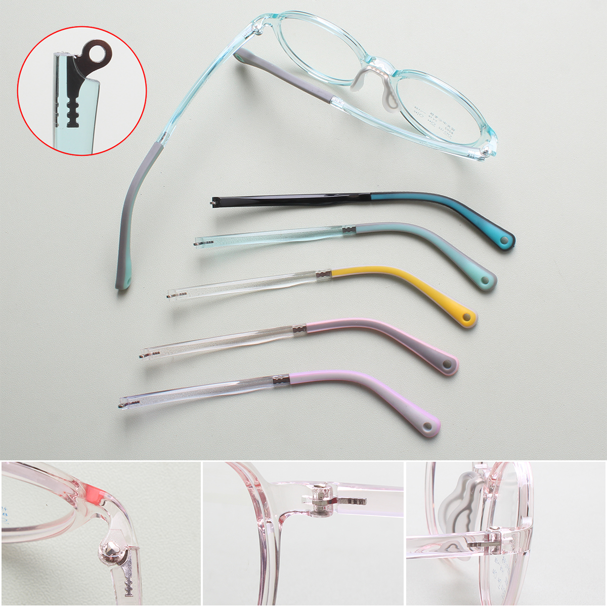 金属单凸牙1学生防控近视眼镜腿