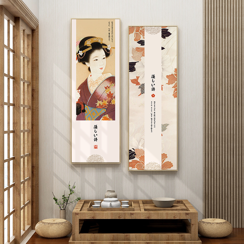 日式仕女茶室装饰画日系浮世绘玄关挂画日本居酒屋餐厅饭厅壁画图片