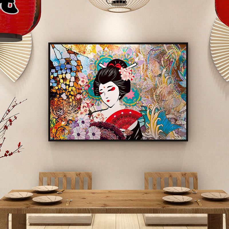 百特好日式艺伎装饰画浮世绘仕女图挂画日料店居酒屋客厅餐厅壁画